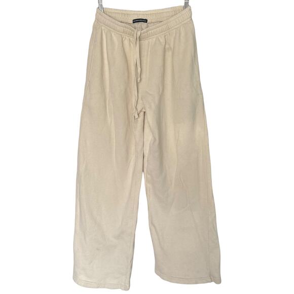 Brandy Melville Pants - Brandy Melville Cream Wide Leg Sweatpants Drawstring Lounge Pants One Size